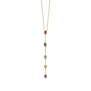 18ct Gold Plated Multi Colour Gemstone Necklace