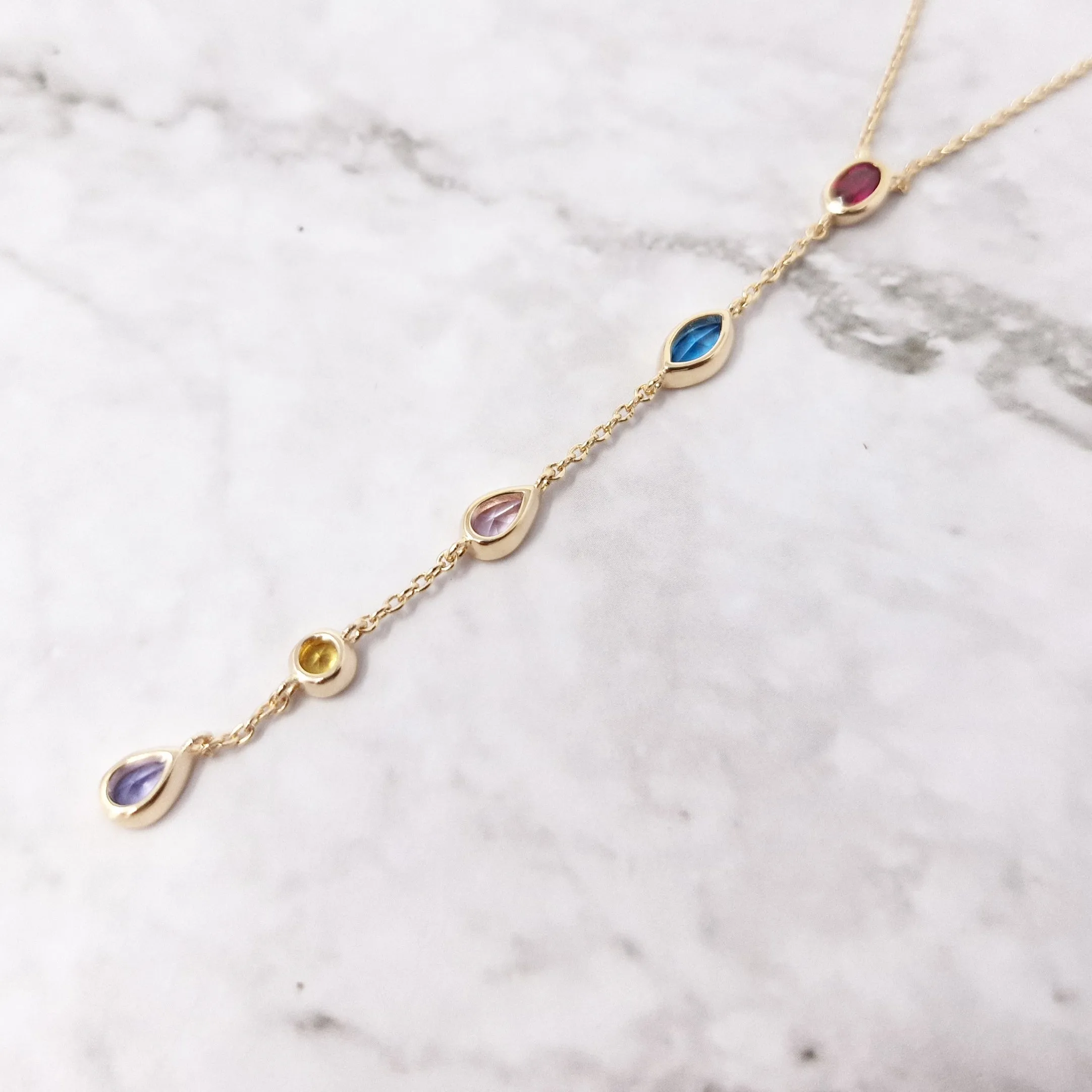 18ct Gold Plated Multi Colour Gemstone Necklace
