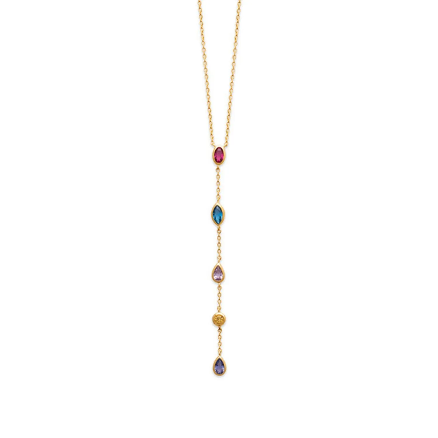18ct Gold Plated Multi Colour Gemstone Necklace