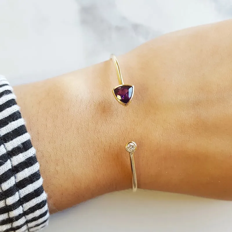 Arizona Amethyst Gold Jewelry Trillion Cuff Bracelet