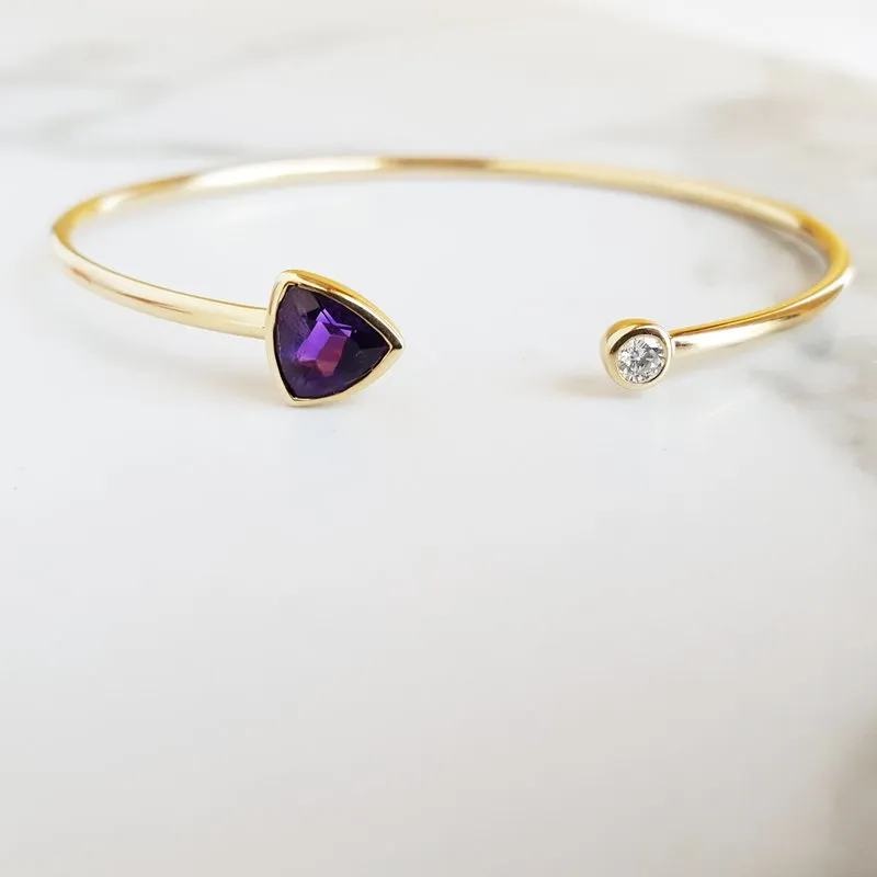 Arizona Amethyst Gold Jewelry Trillion Cuff Bracelet