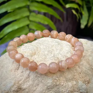 Bracelet Peach Moonstone Bead 8mm