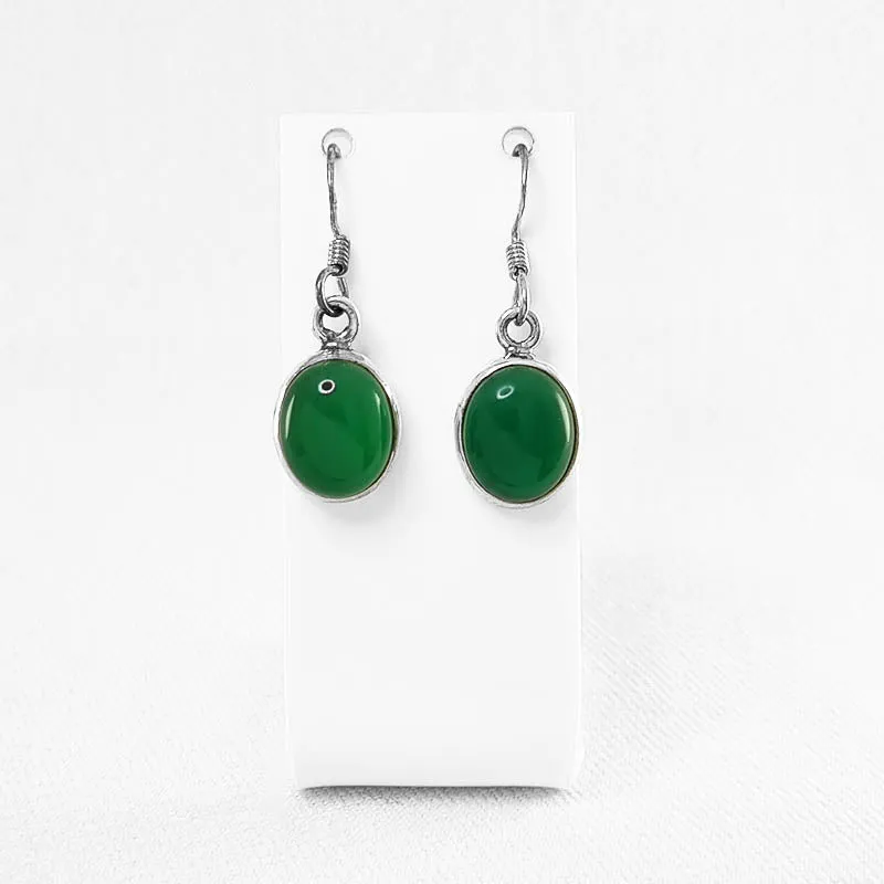 Cabochon-Cut Jade Earrings