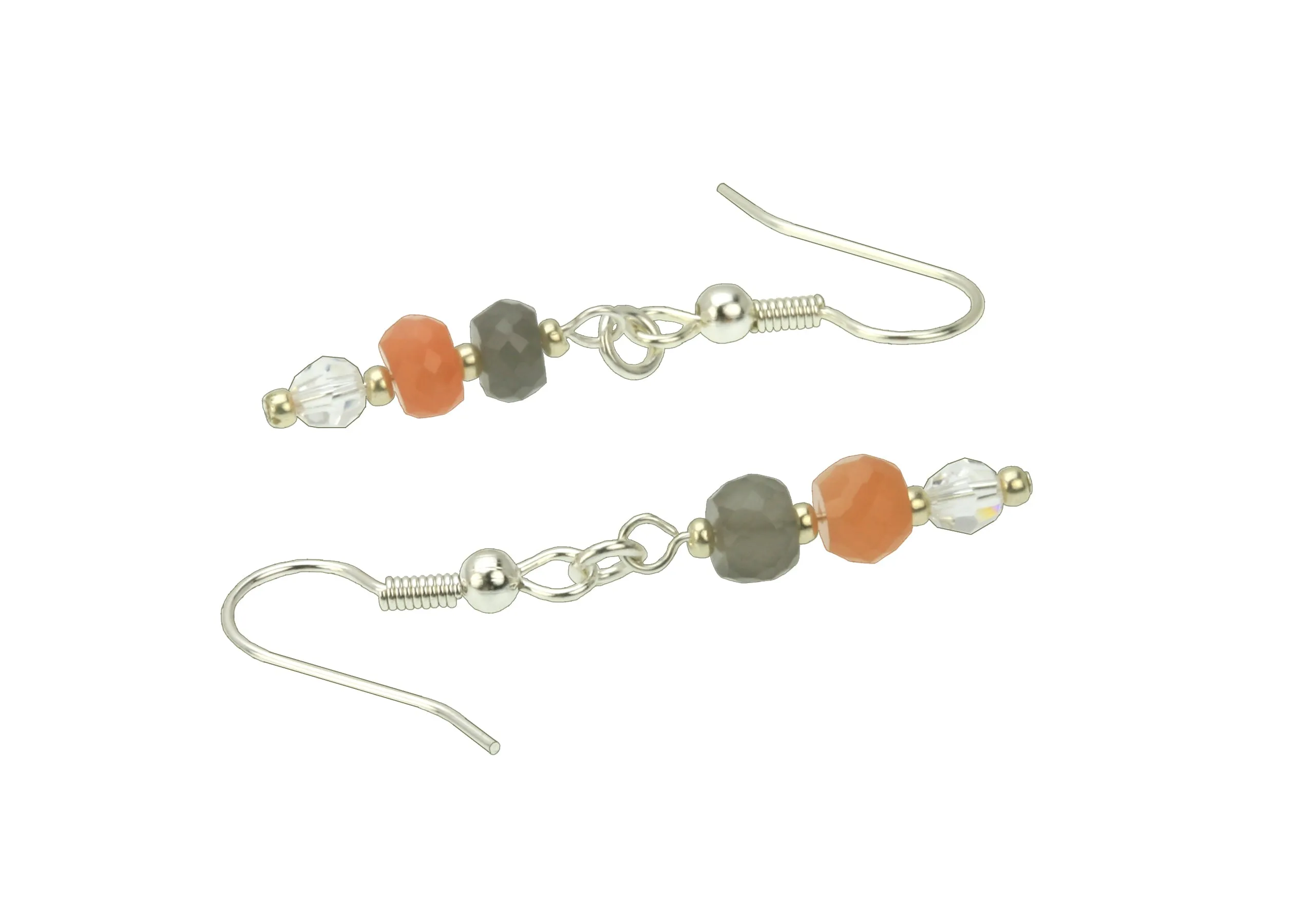 Crystal and Moonstone Silver Earrings