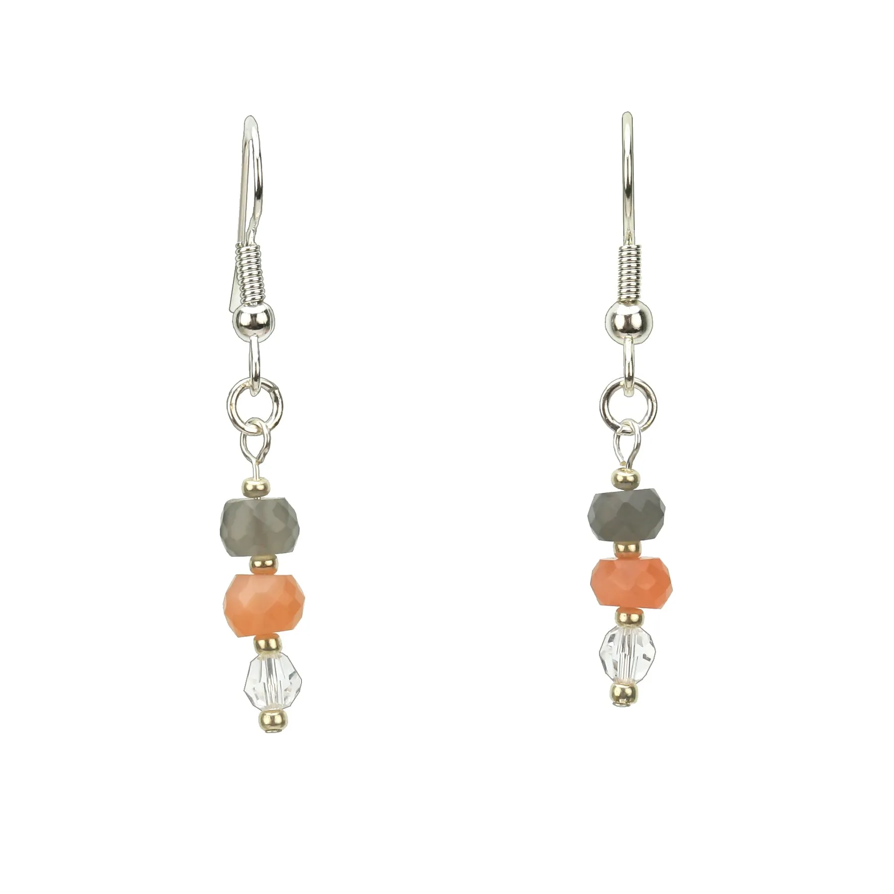 Crystal and Moonstone Silver Earrings