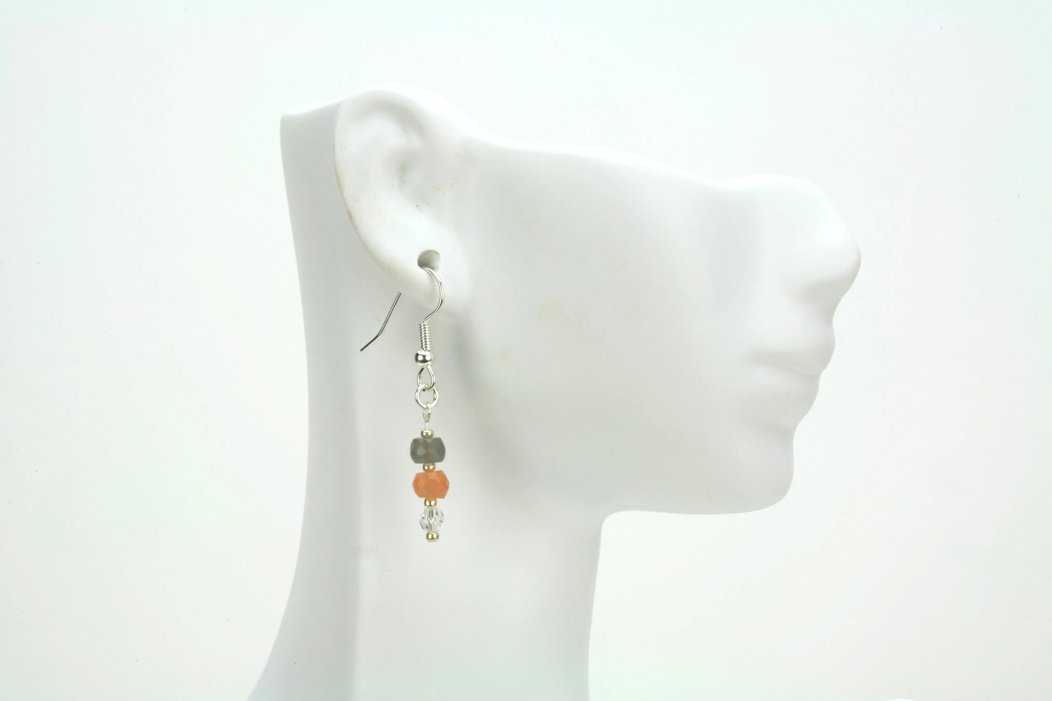 Crystal and Moonstone Silver Earrings