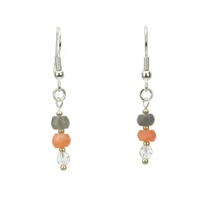Crystal and Moonstone Silver Earrings