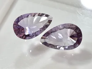 Excellent Quality Natural Pink Amethyst Pear Concave Cut Gemstone Pair