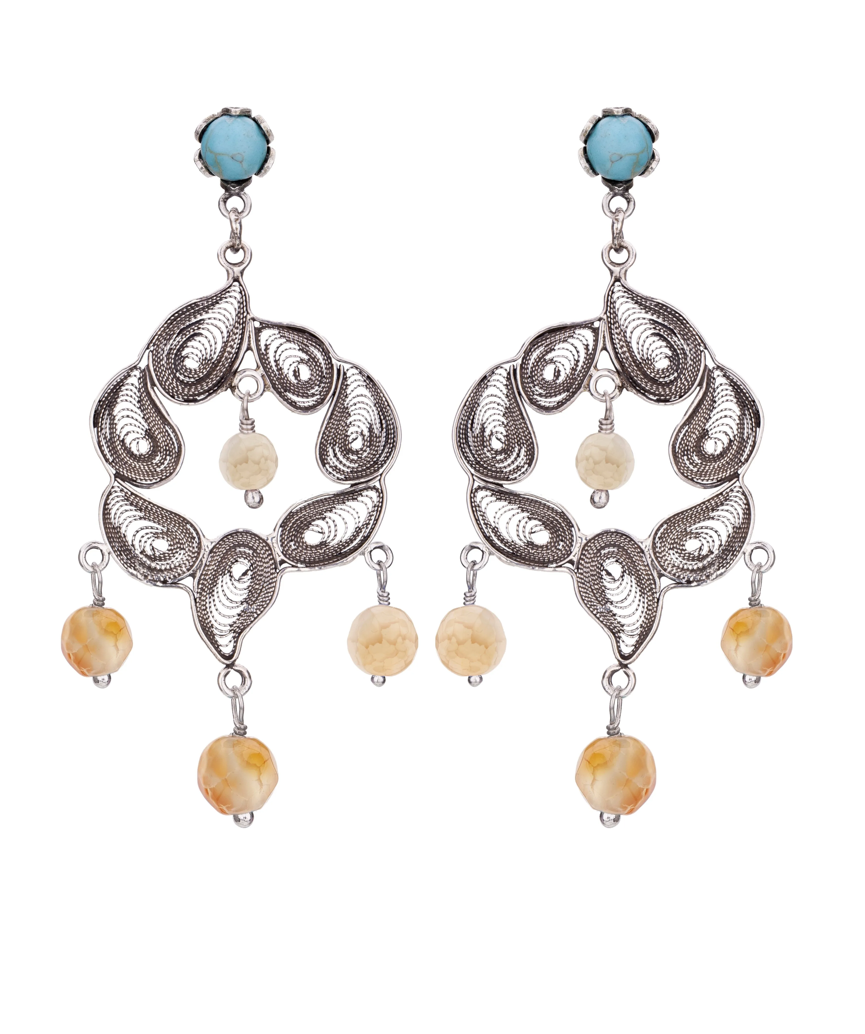 Garden of eden earrings - Turquoise/Yellow Jade