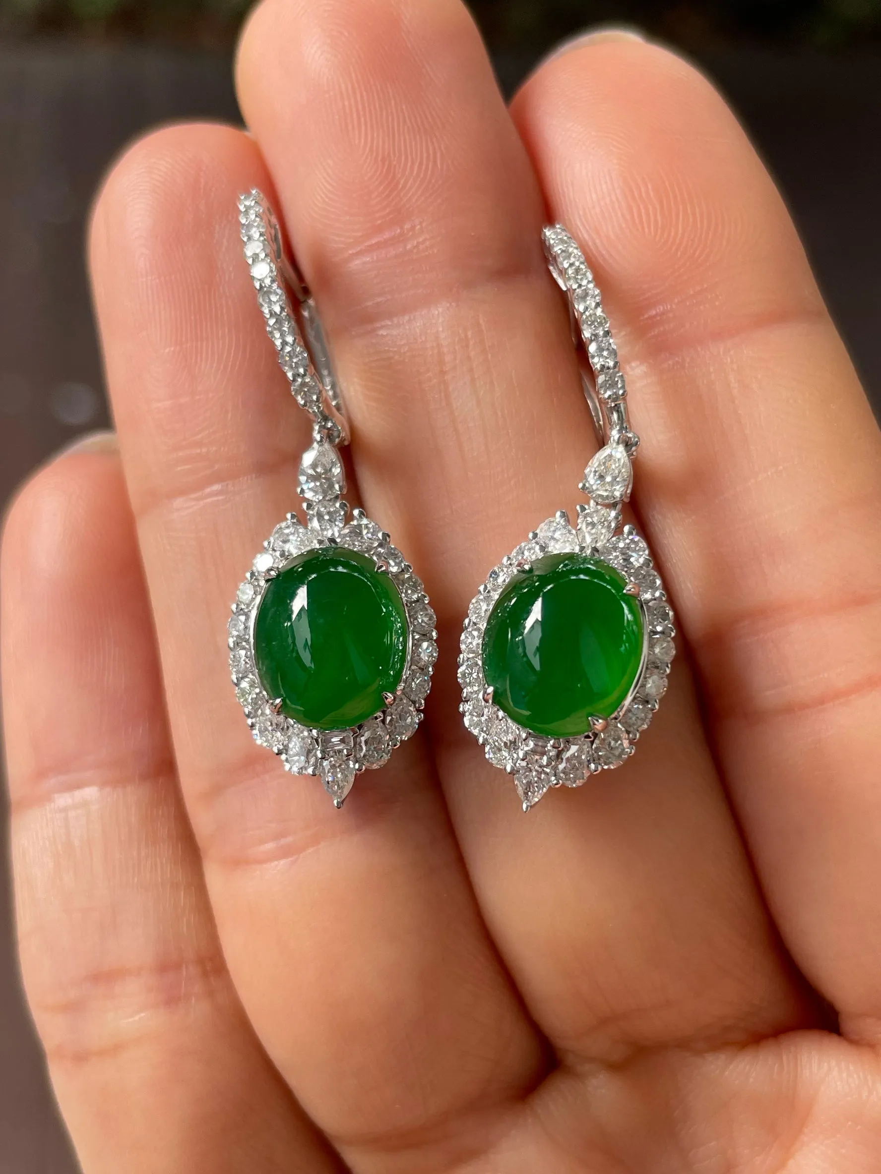Green Jade Cabochon Earrings (NJE180)
