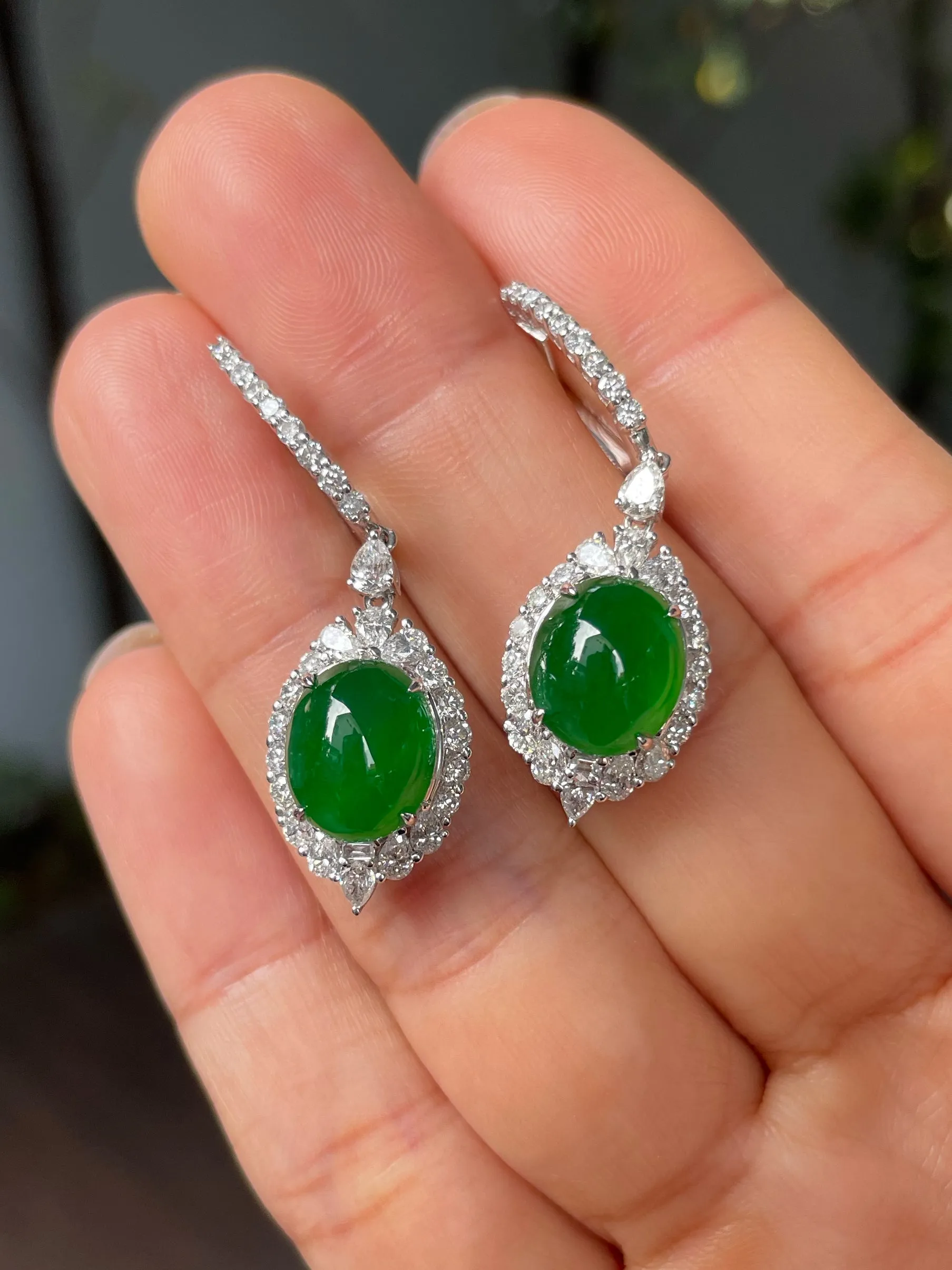 Green Jade Cabochon Earrings (NJE180)