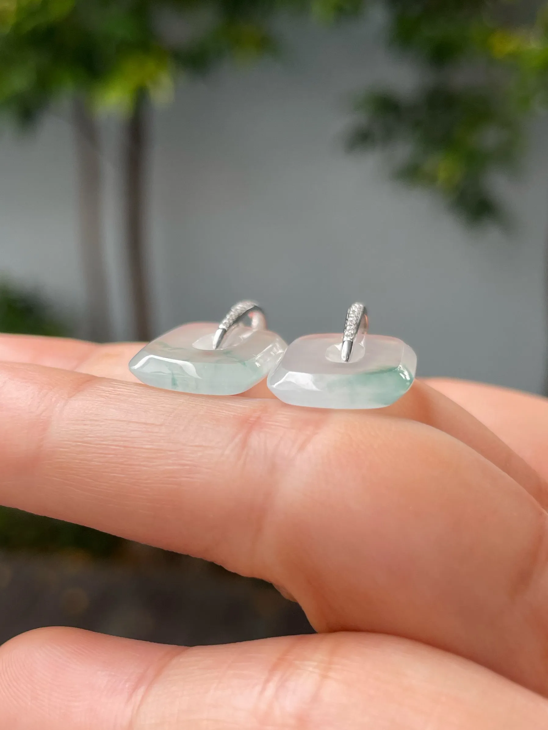 Icy White Jade Earrings (NJE217)