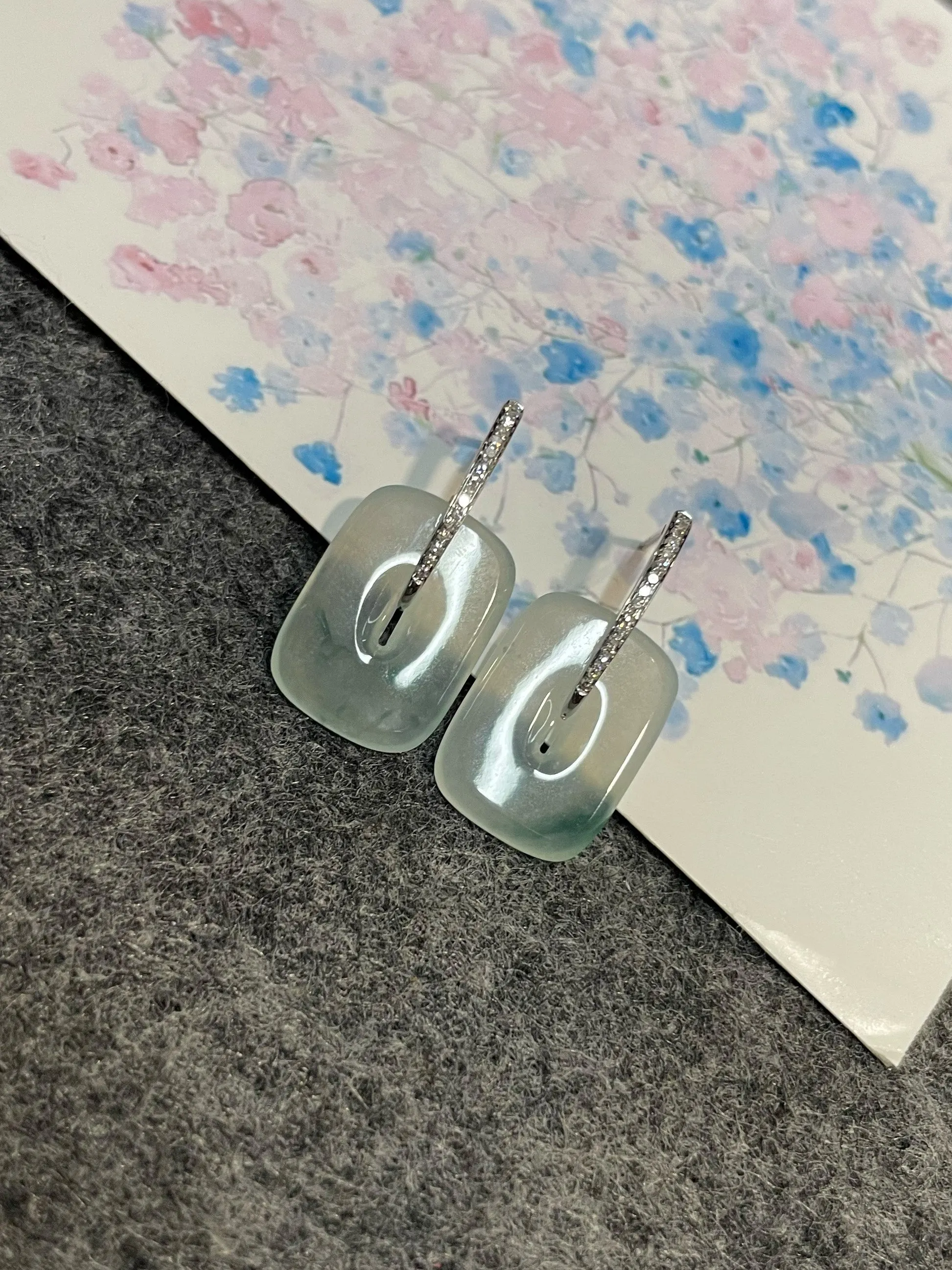 Icy White Jade Earrings (NJE217)