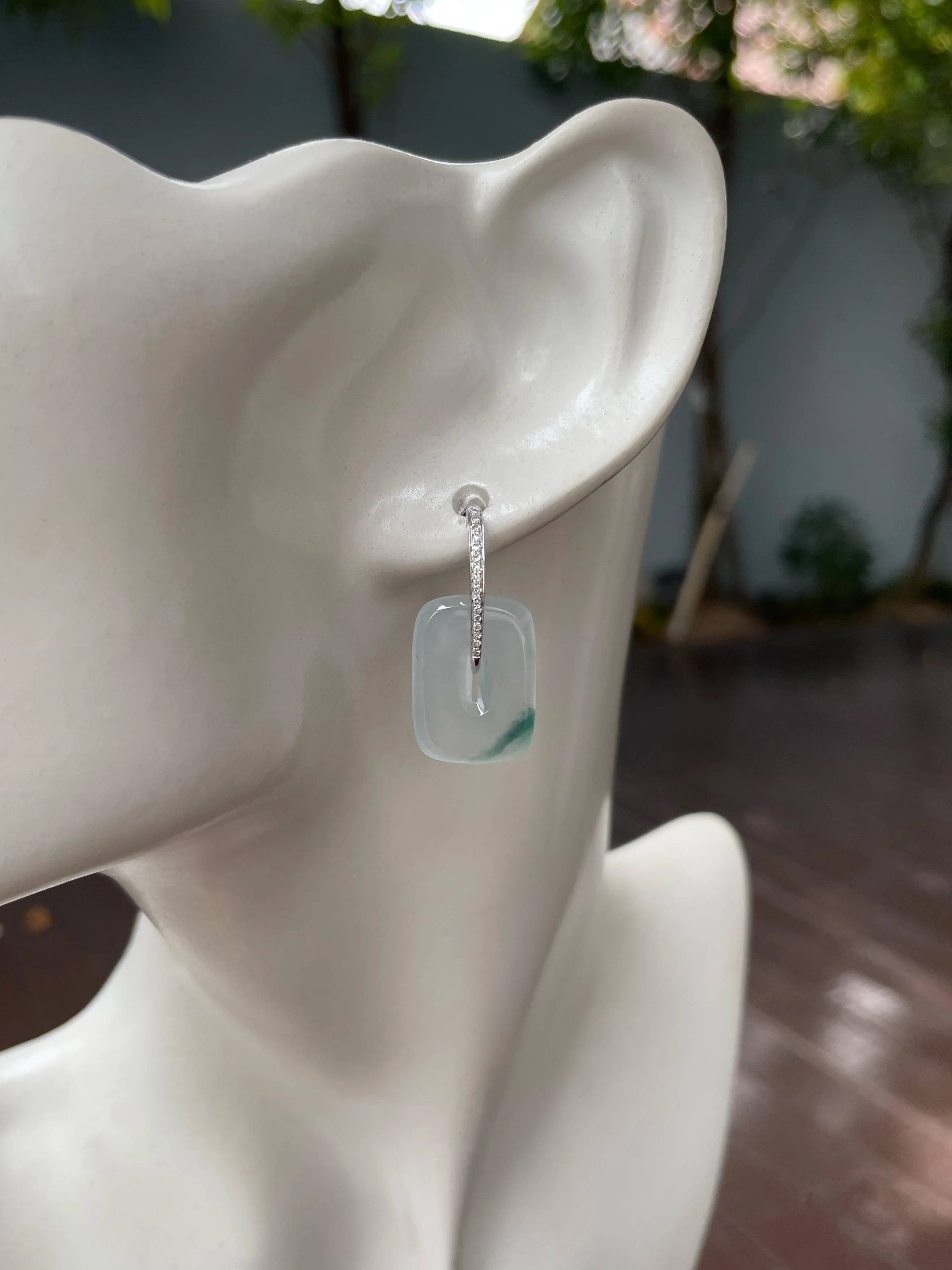 Icy White Jade Earrings (NJE217)