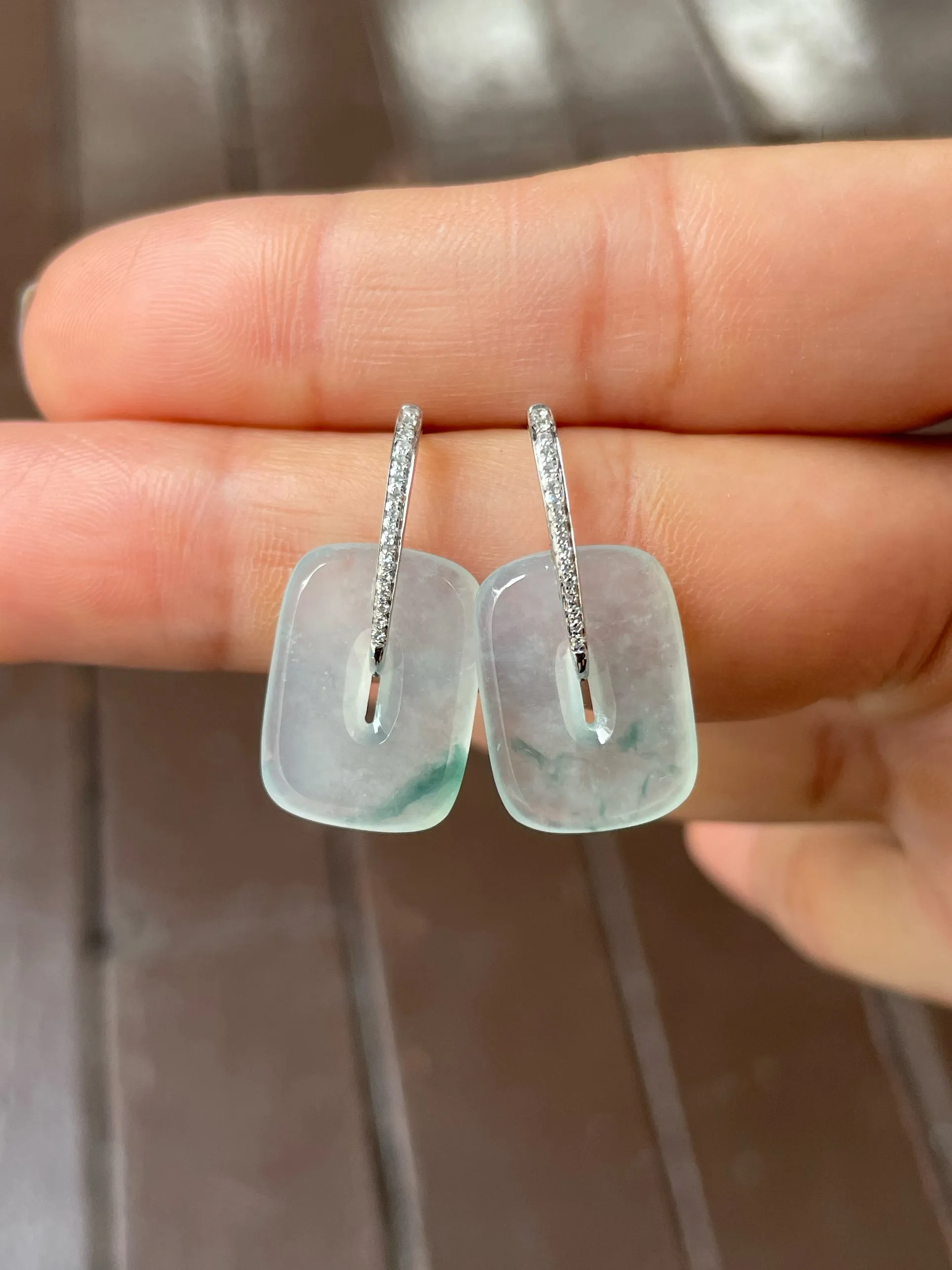 Icy White Jade Earrings (NJE217)