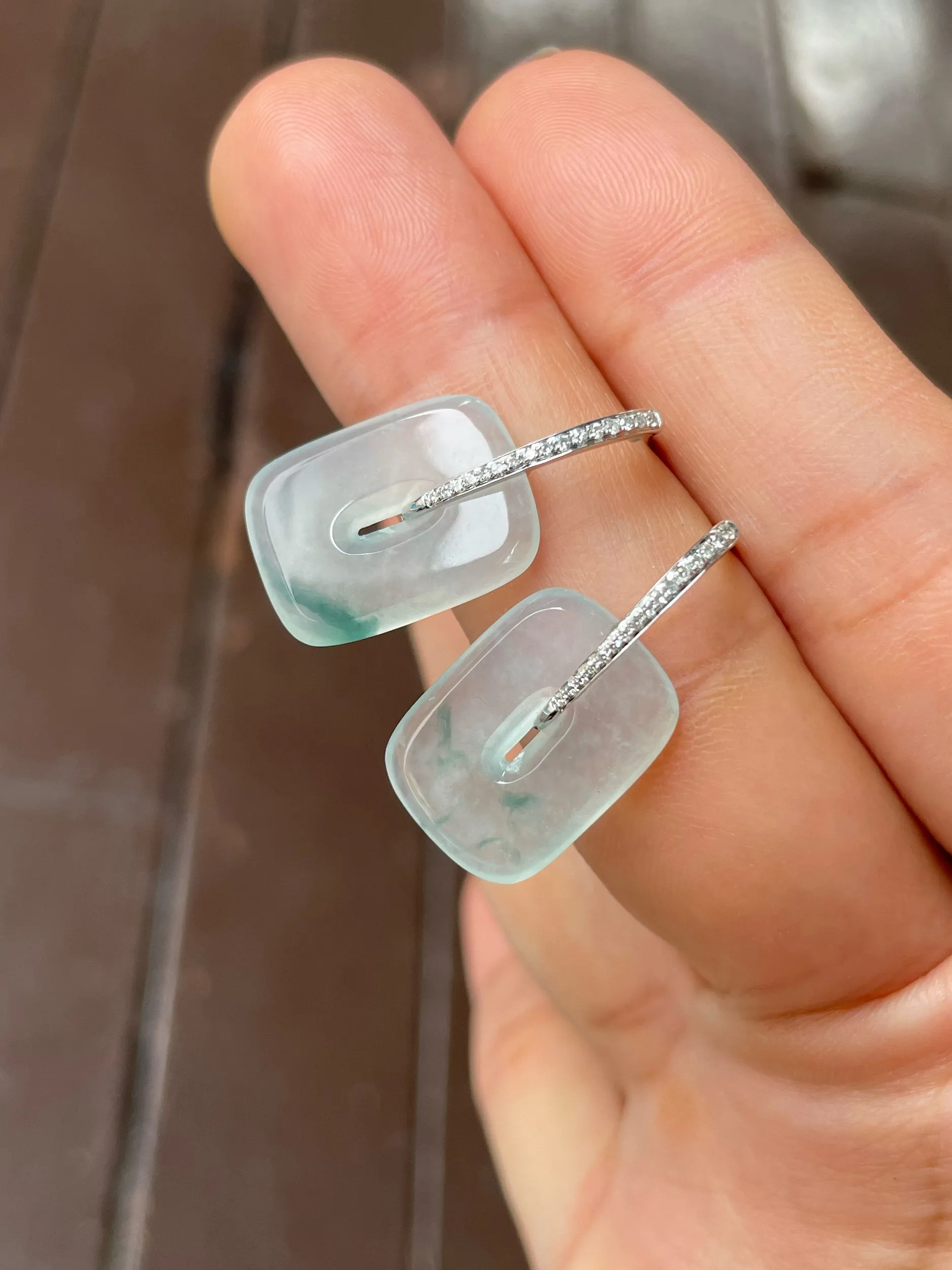 Icy White Jade Earrings (NJE217)