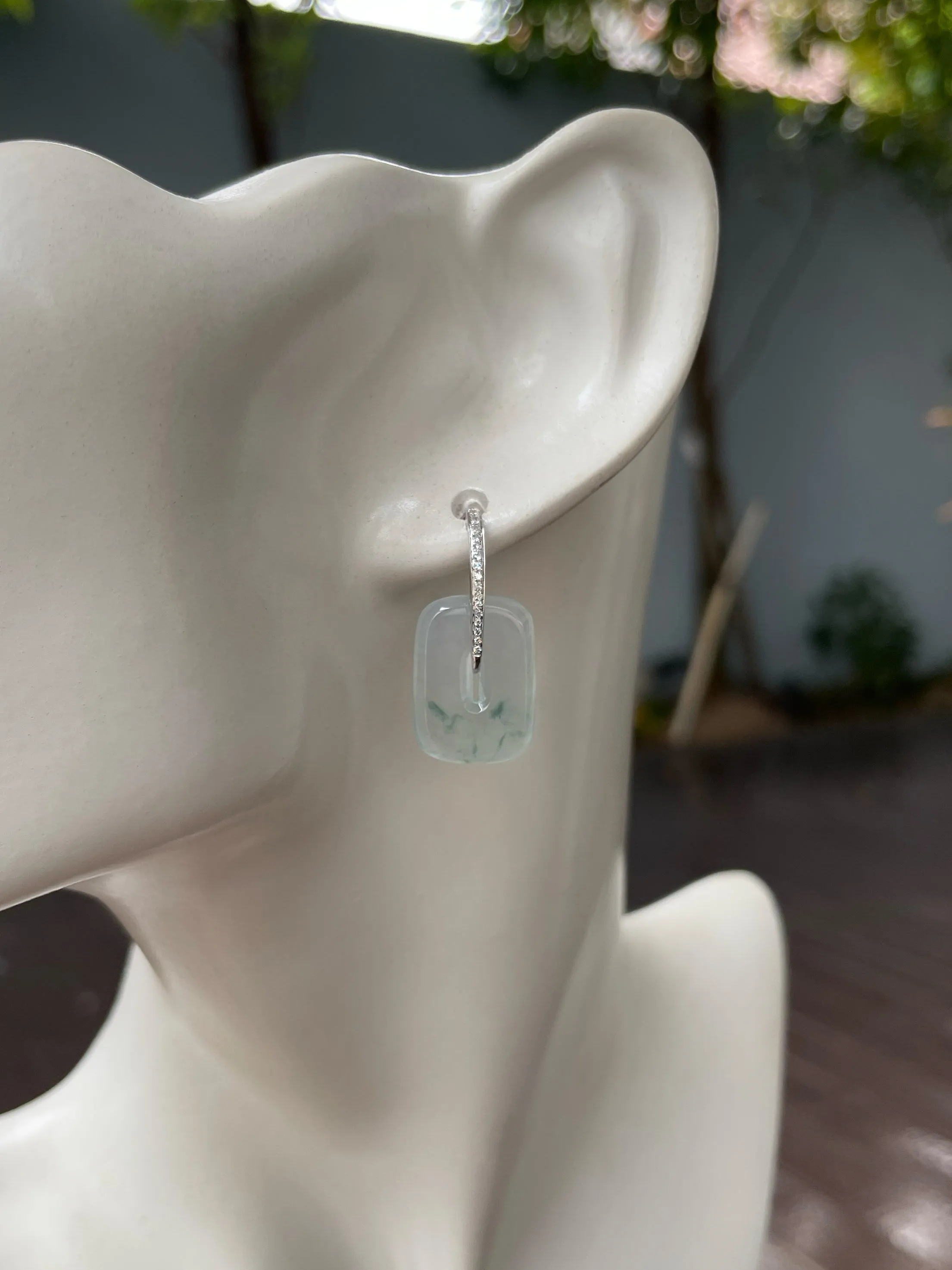 Icy White Jade Earrings (NJE217)
