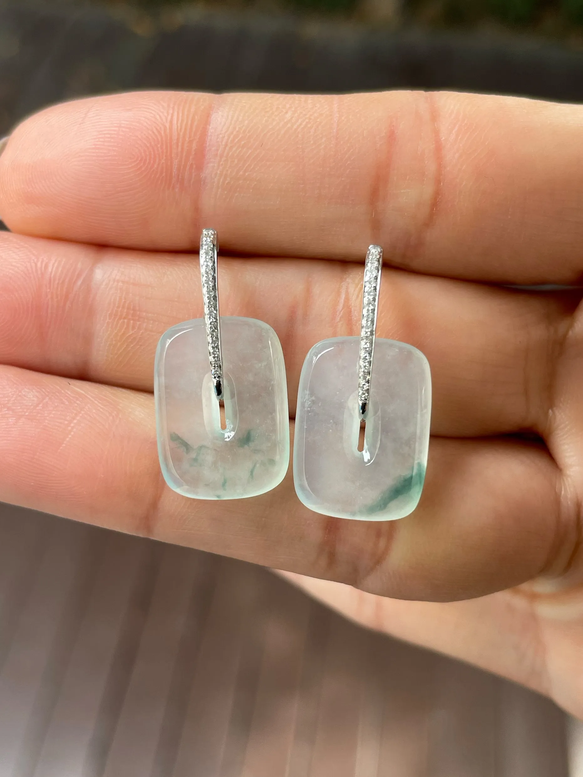 Icy White Jade Earrings (NJE217)
