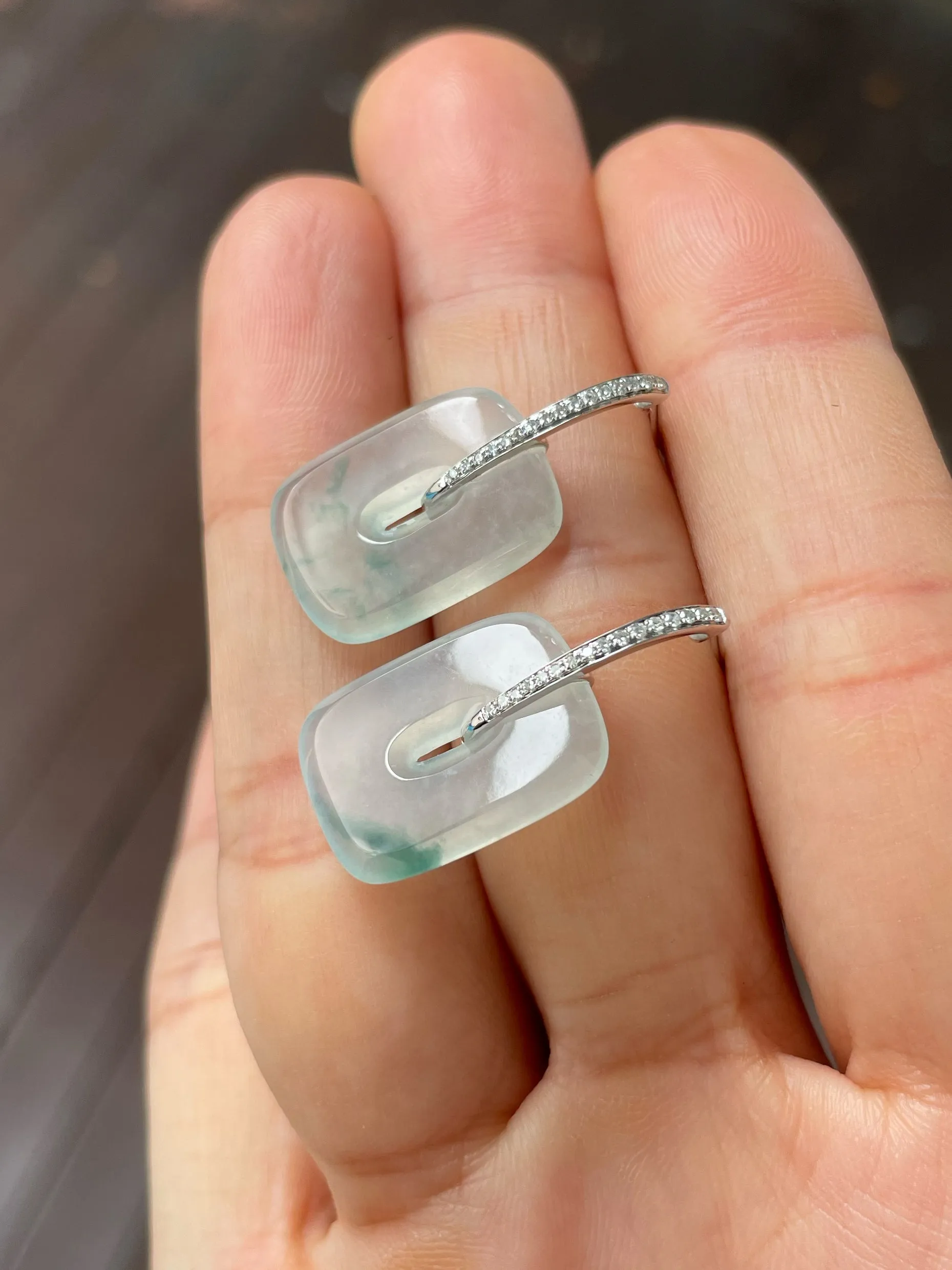 Icy White Jade Earrings (NJE217)
