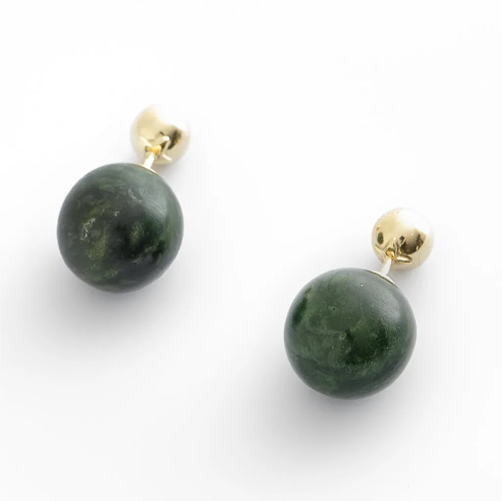 Jade Round Duo Earrings
