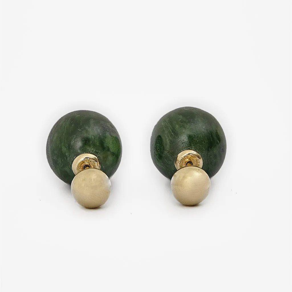 Jade Round Duo Earrings