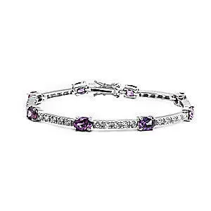 Maiya: Alluring 10.3ct Amethyst & Russian Ice CZ Tennis Bracelet