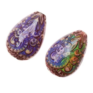 Mirage Color Changing Mood Beads - Fancy Flame Pattern 23x15.5mm (2 pcs)