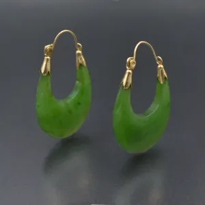 Nephrite Jade Hoop Earrings