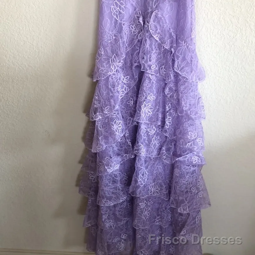 Purple Lace Long Prom Dress Backless Evening Dress Stunning Maxi Dress