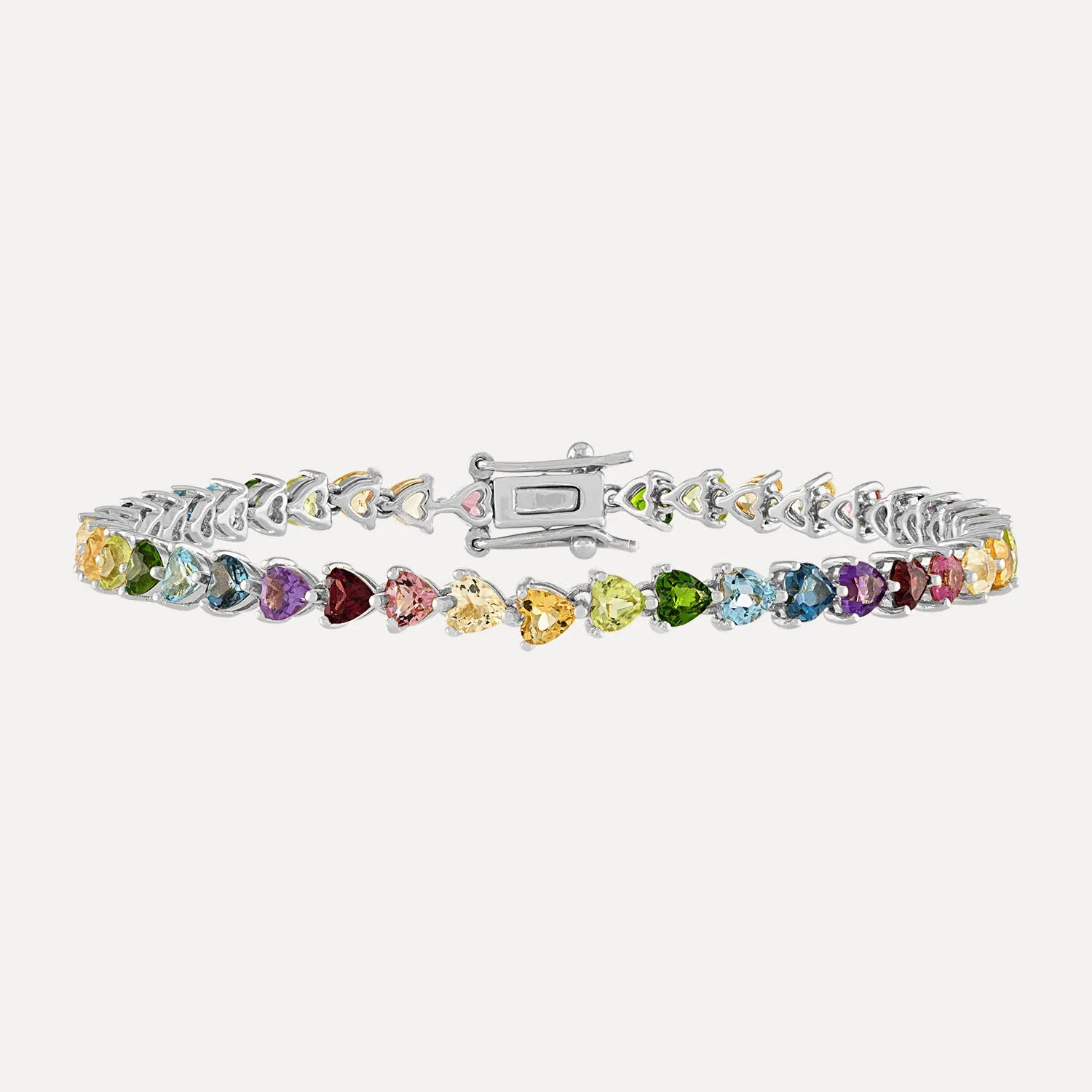 Rainbow Heart Shaped Tennis Bracelet