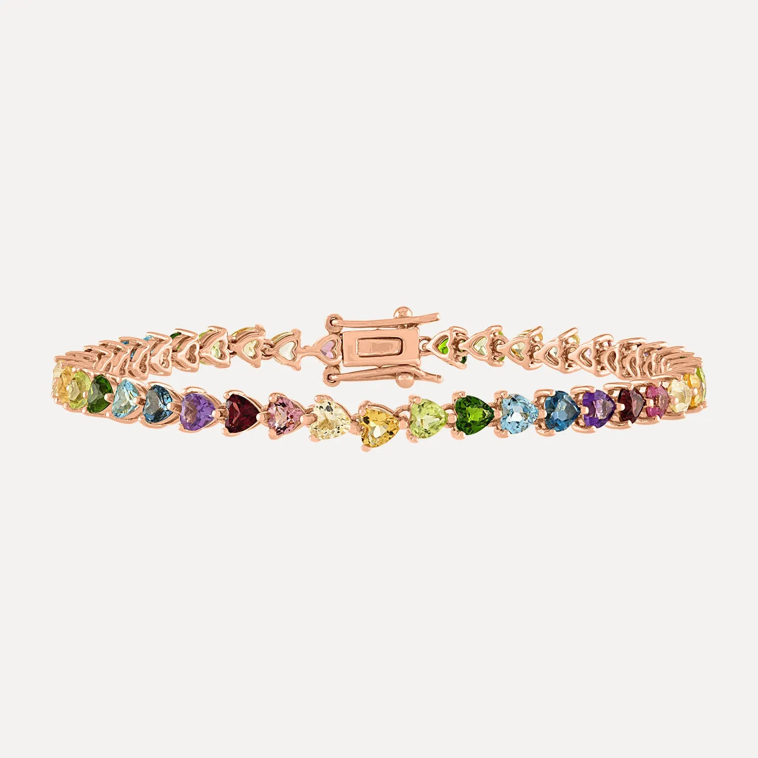 Rainbow Heart Shaped Tennis Bracelet