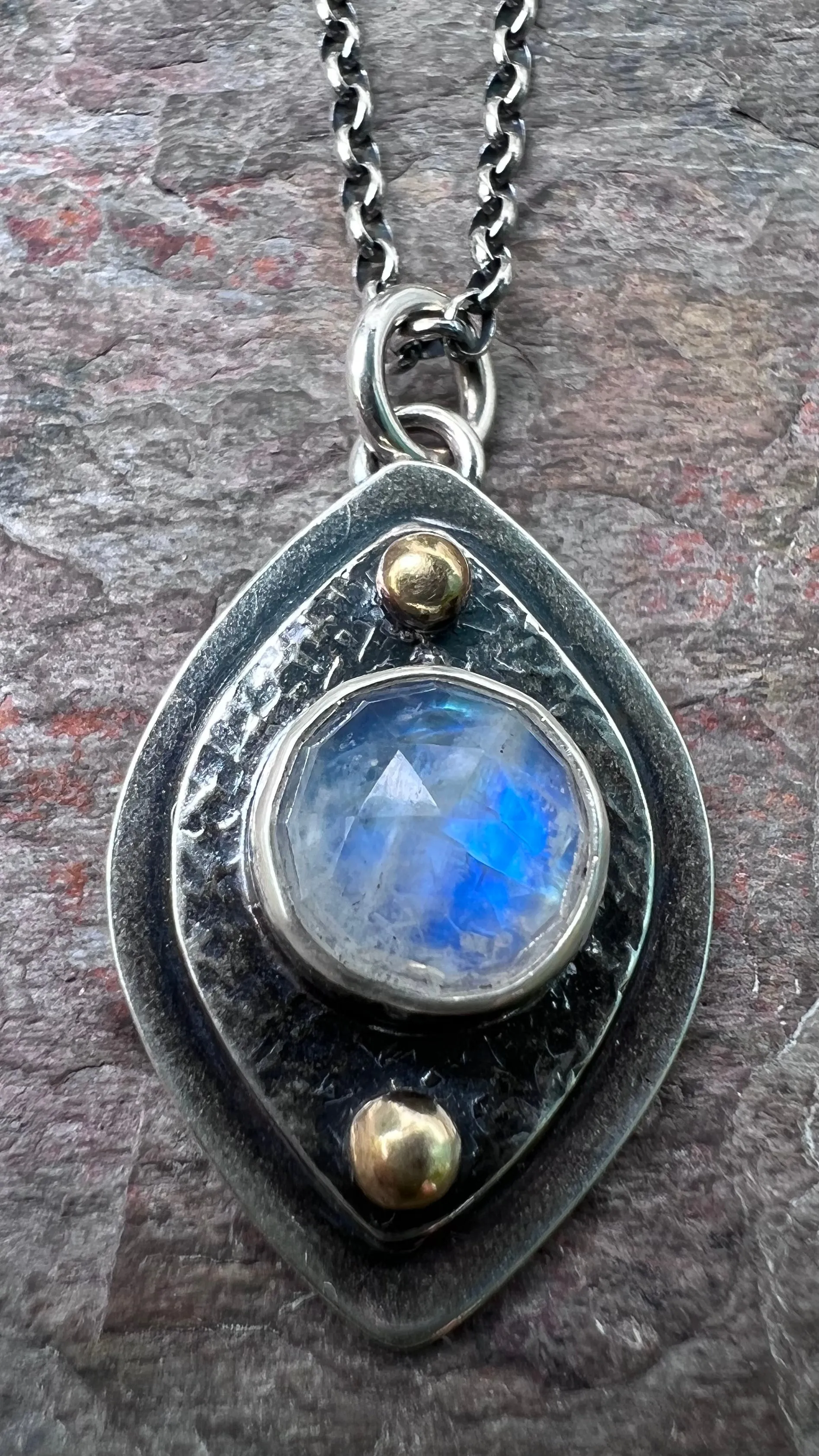 Rainbow Moonstone Sterling Silver Necklace - One-of-a-kind Rainbow Moonstone Pendant on Sterling Silver Chain
