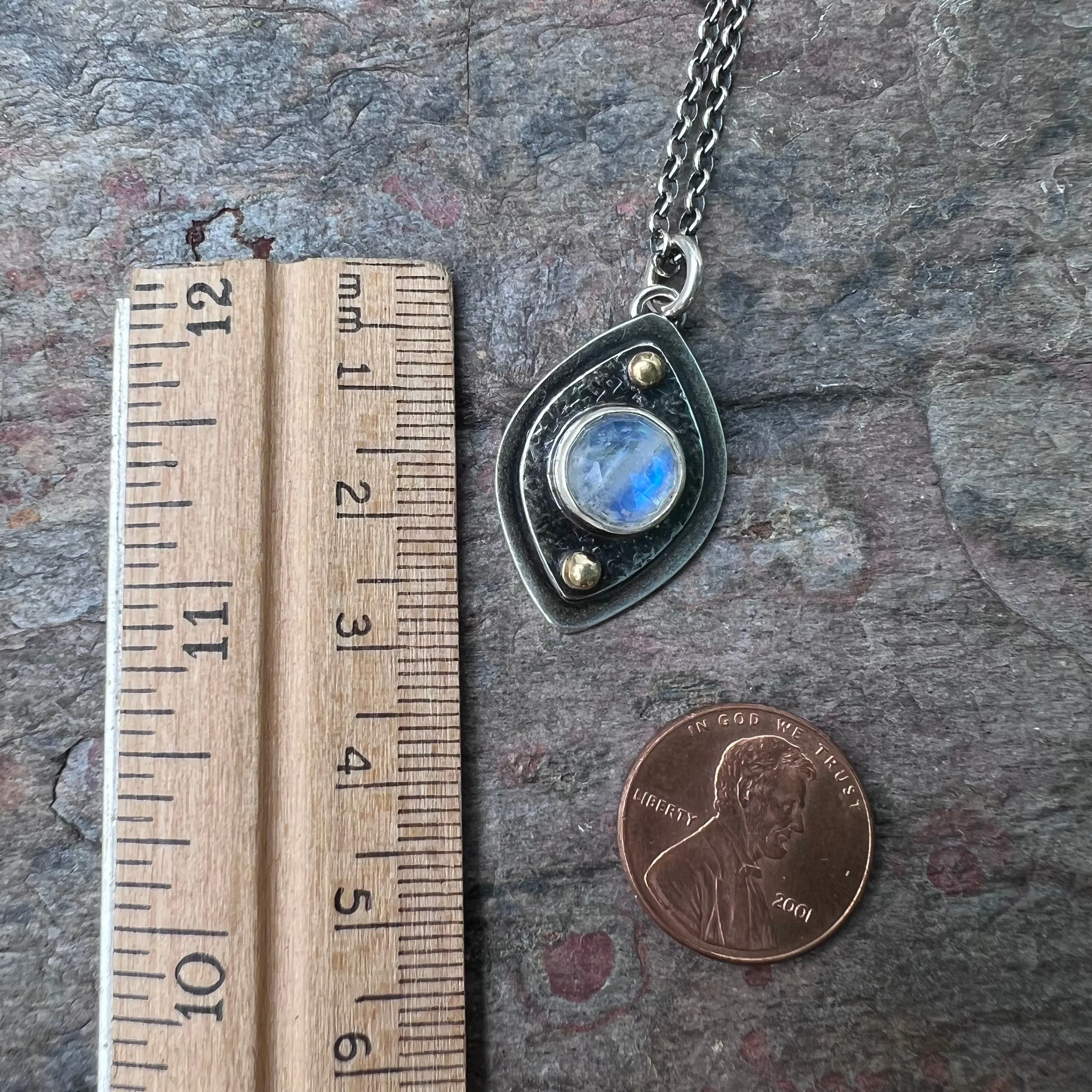 Rainbow Moonstone Sterling Silver Necklace - One-of-a-kind Rainbow Moonstone Pendant on Sterling Silver Chain