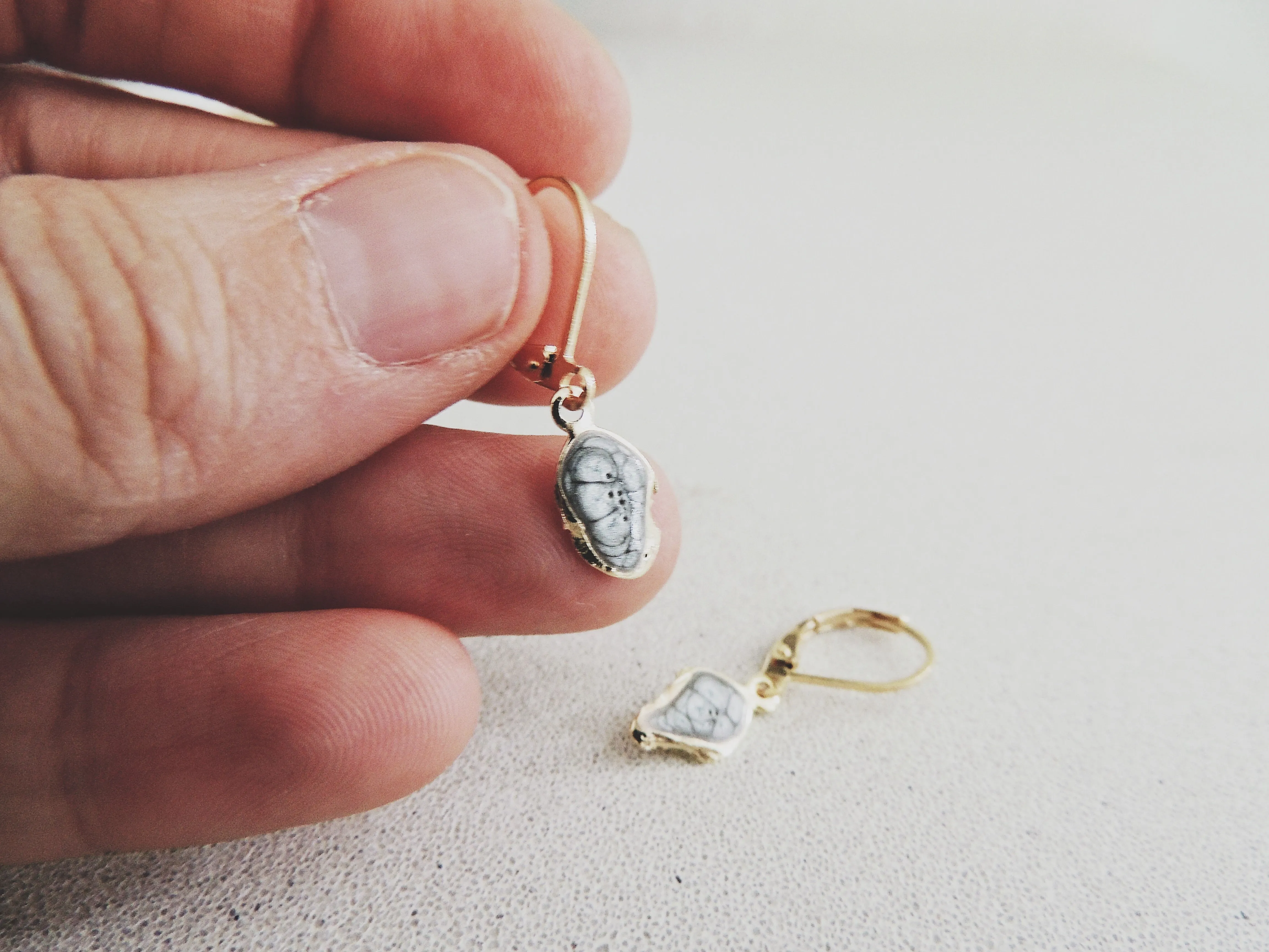 SALE-Reticulated Leaf Drop Earrings-Moonstone