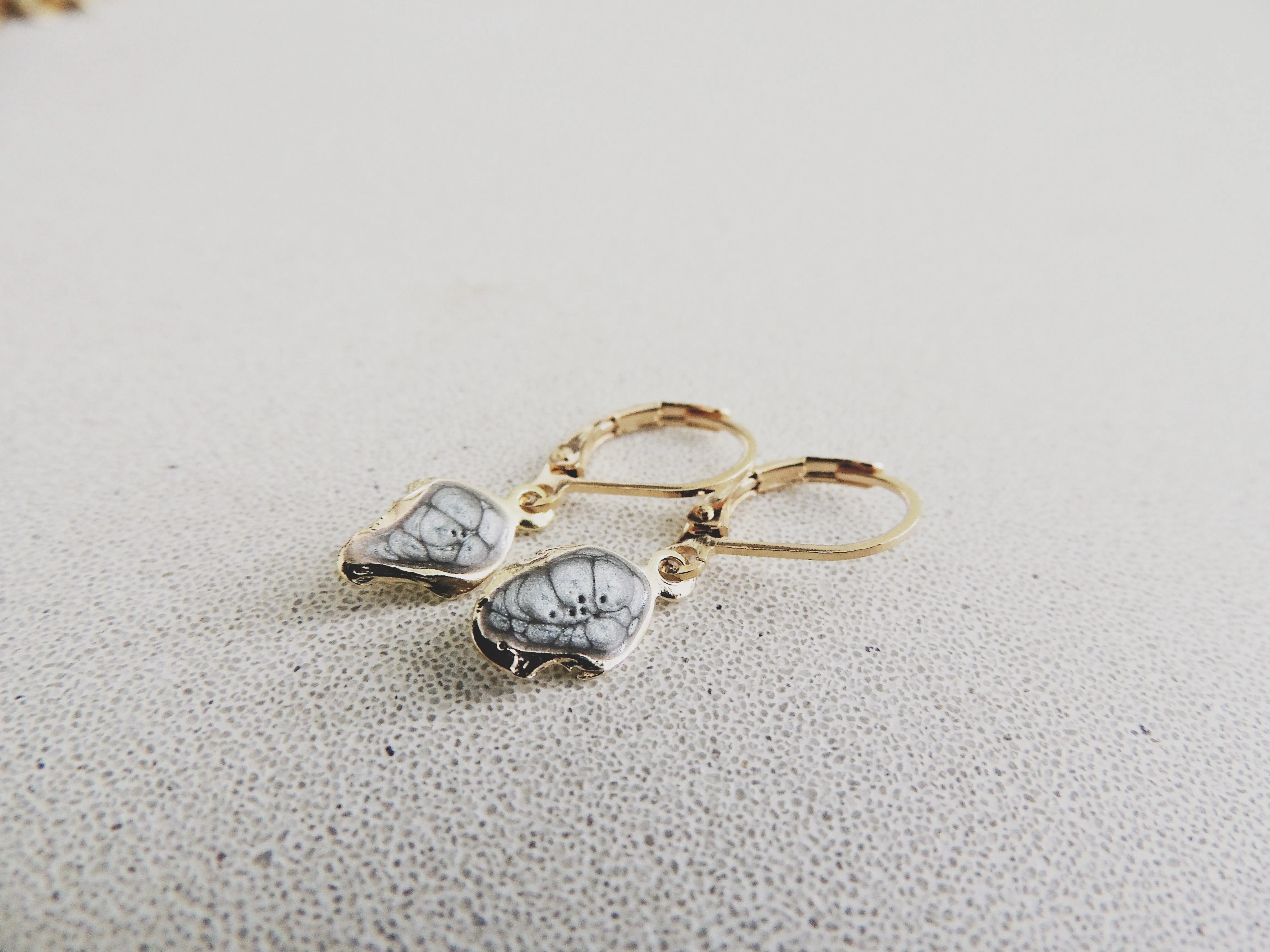 SALE-Reticulated Leaf Drop Earrings-Moonstone