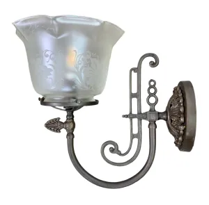 St. Louis Architectural Lighting Wall Sconce Light, Bronze, Etched Glass Shade, Traditional