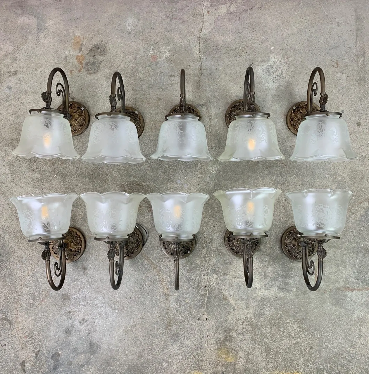 St. Louis Architectural Lighting Wall Sconce Light, Bronze, Etched Glass Shade, Traditional
