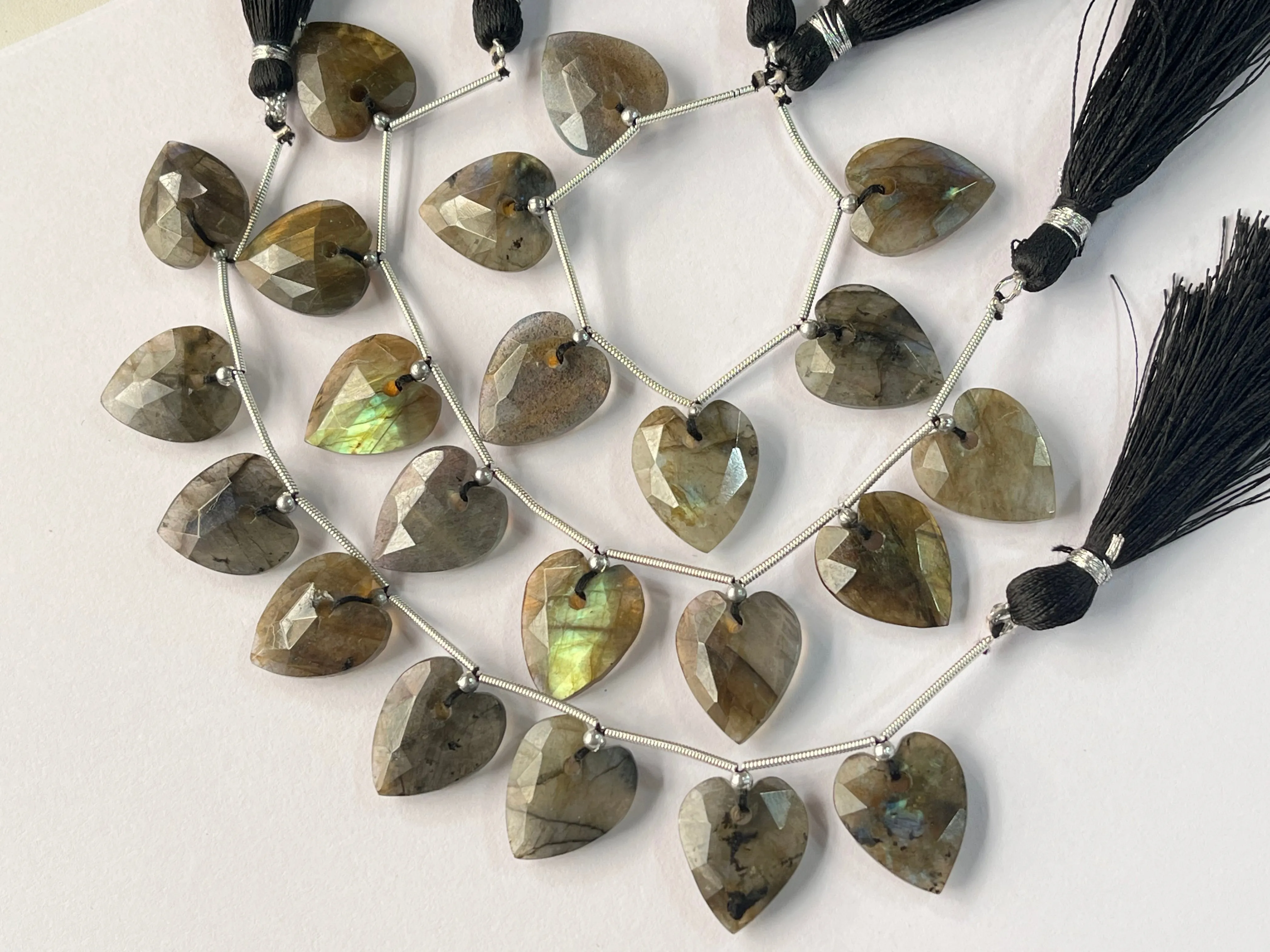 Stunning! Labradorite Faceted Heart Shape faceted beads