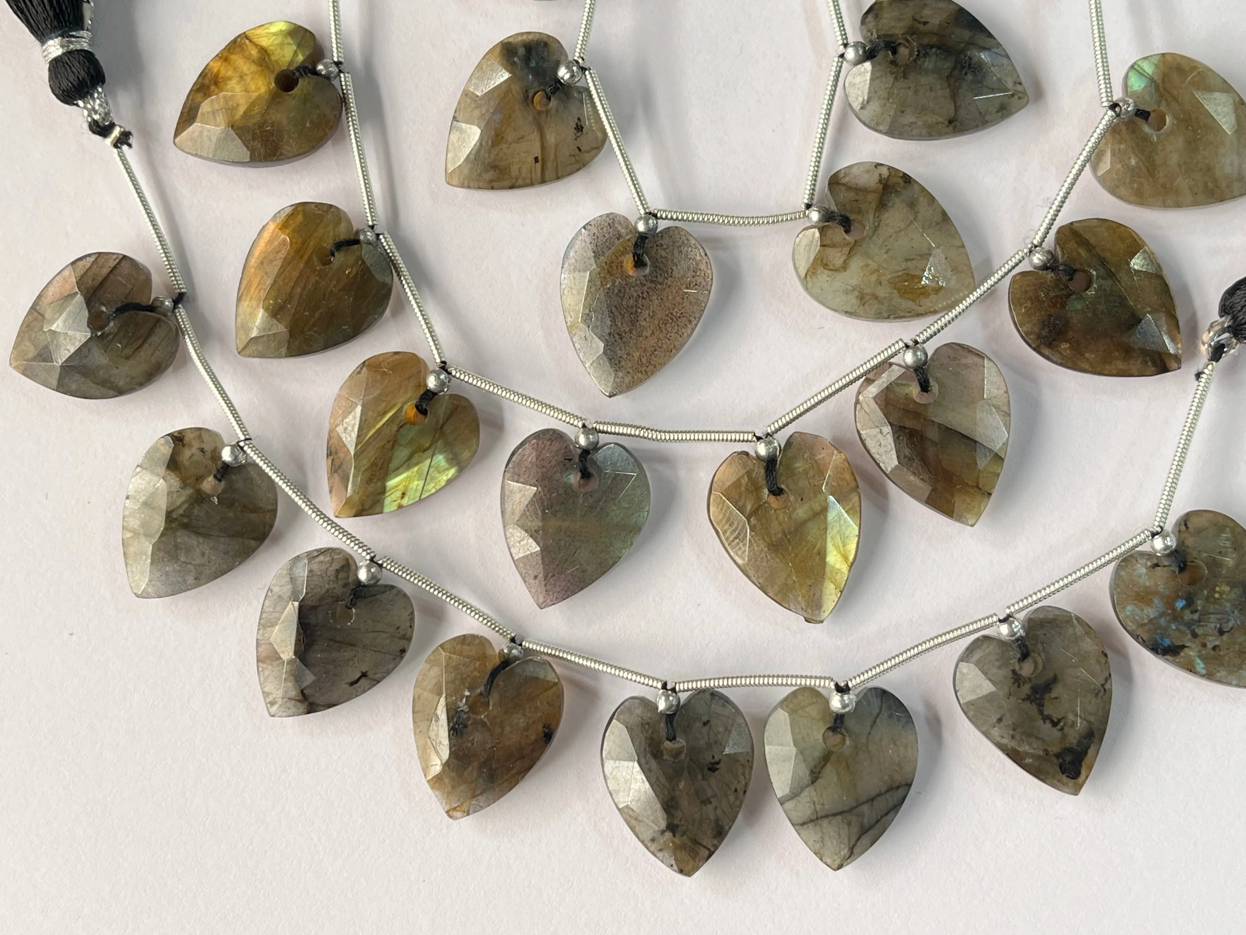 Stunning! Labradorite Faceted Heart Shape faceted beads