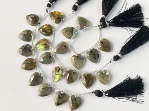 Stunning! Labradorite Faceted Heart Shape faceted beads