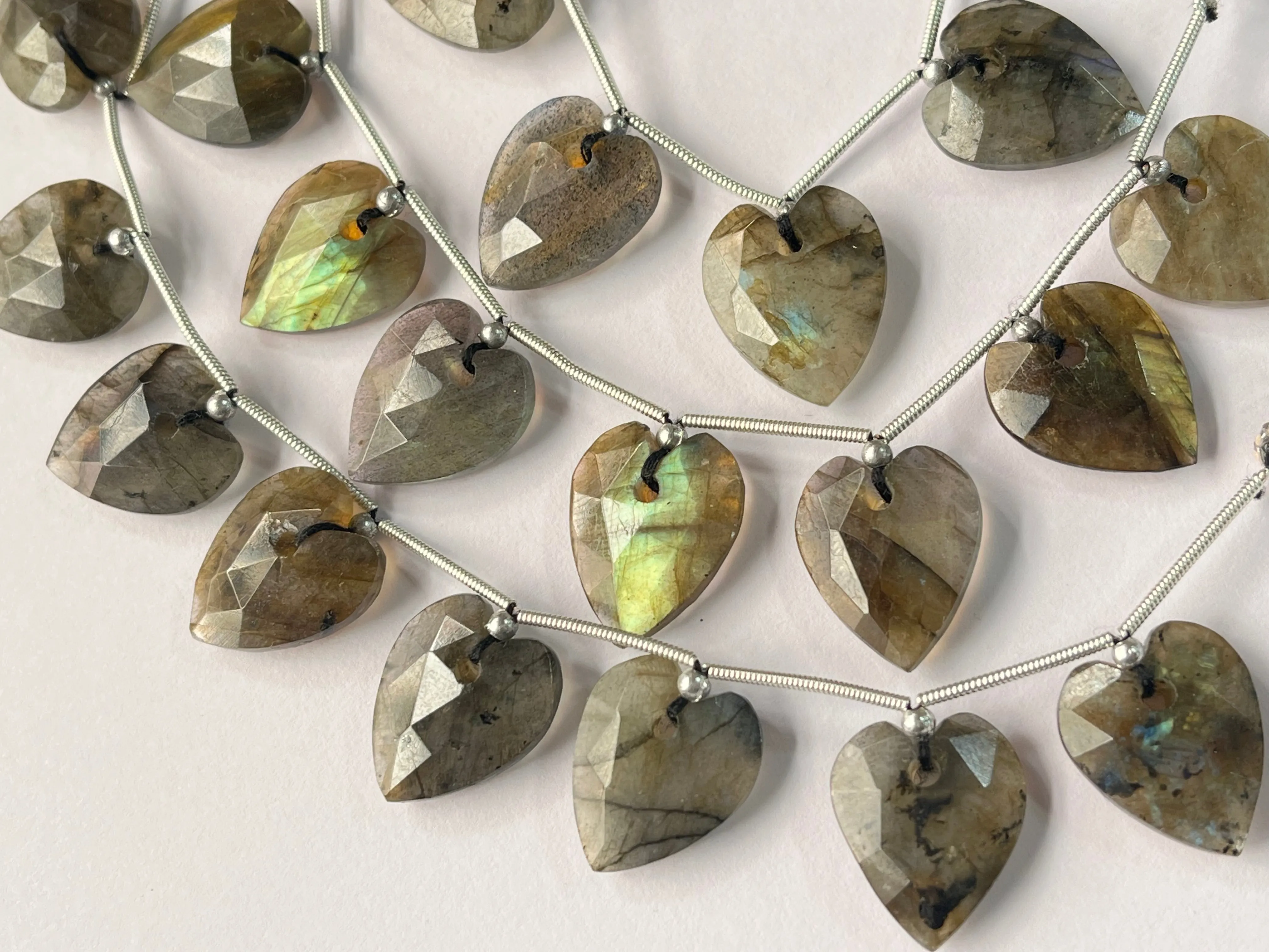 Stunning! Labradorite Faceted Heart Shape faceted beads