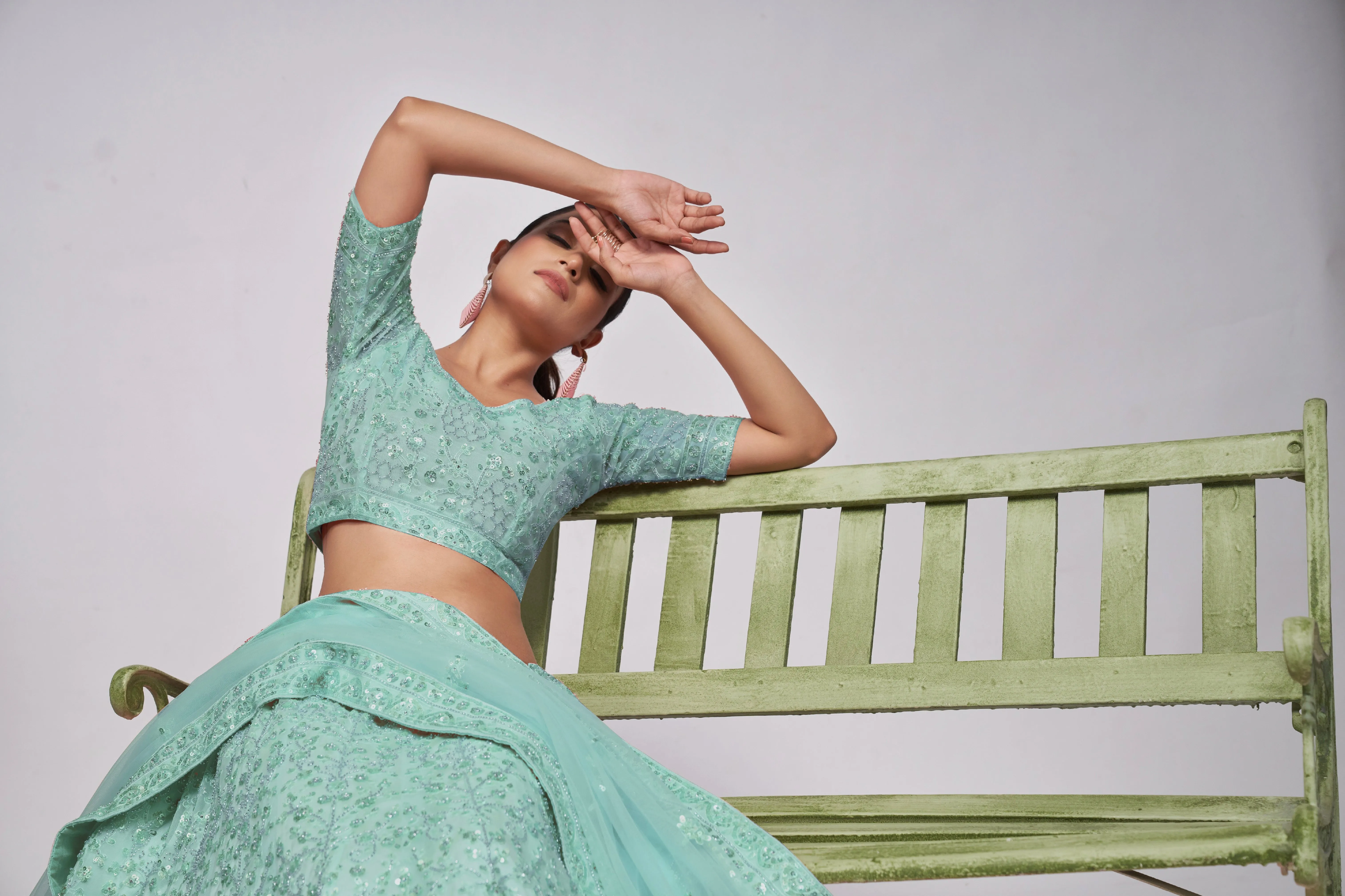 Stunning Sky Blue Lehenga Set with Cutdana & Sequins Embroidery
