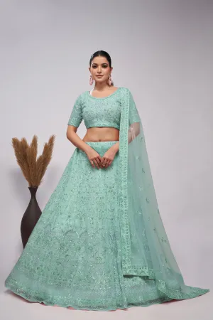 Stunning Sky Blue Lehenga Set with Cutdana & Sequins Embroidery