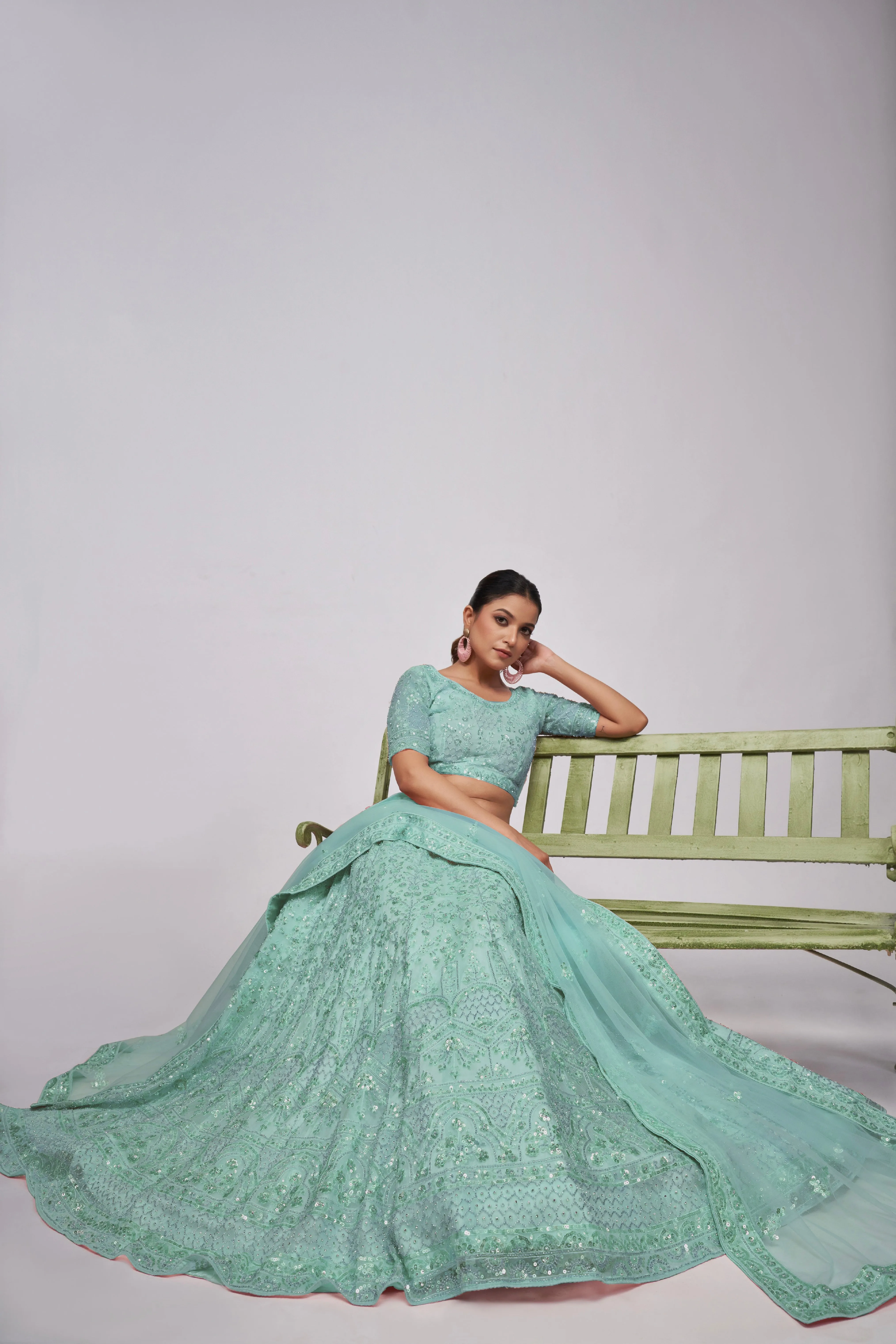 Stunning Sky Blue Lehenga Set with Cutdana & Sequins Embroidery
