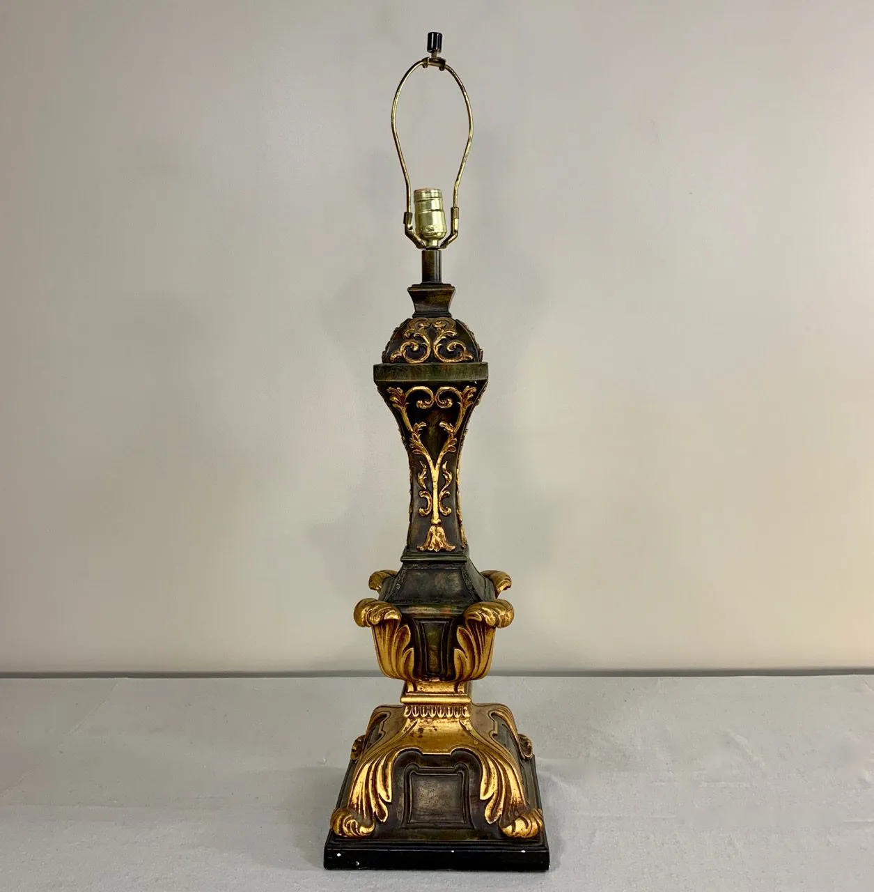 Table Lamp, Golden,  Dark Green, Ornate, Traditional