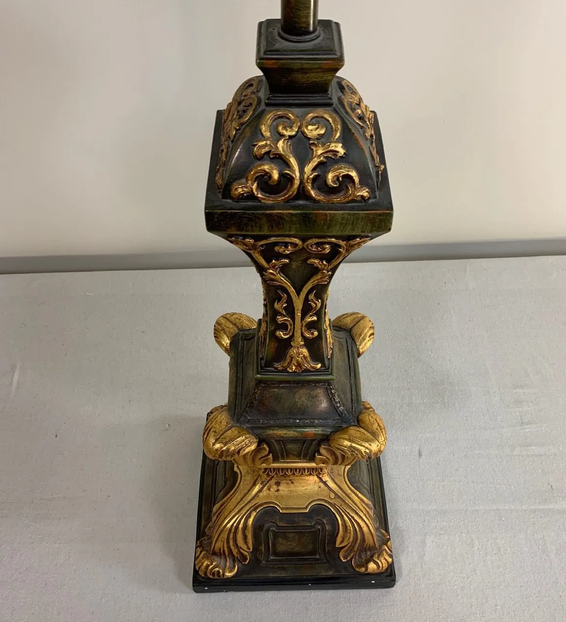 Table Lamp, Golden,  Dark Green, Ornate, Traditional