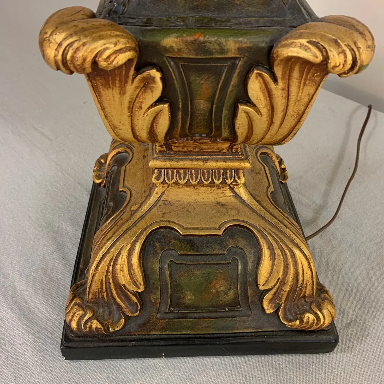 Table Lamp, Golden,  Dark Green, Ornate, Traditional