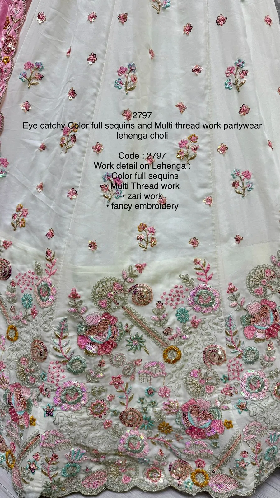 White Bridal Silk Lehenga with Stunning Embroidery and Stone Work