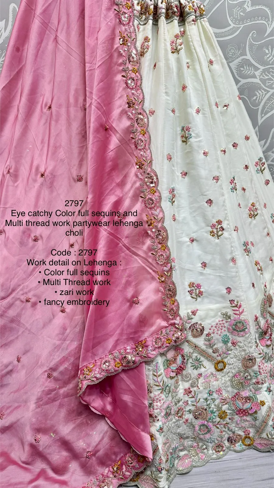White Bridal Silk Lehenga with Stunning Embroidery and Stone Work